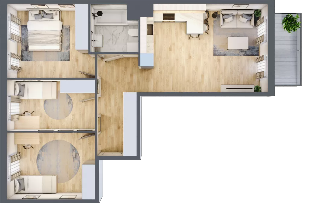 4 pokoje, mieszkanie 72,65 m², piętro 1, oferta nr 17, Osiedle Metropol, Lublin, Dziesiąta, ul. Kunickiego 28