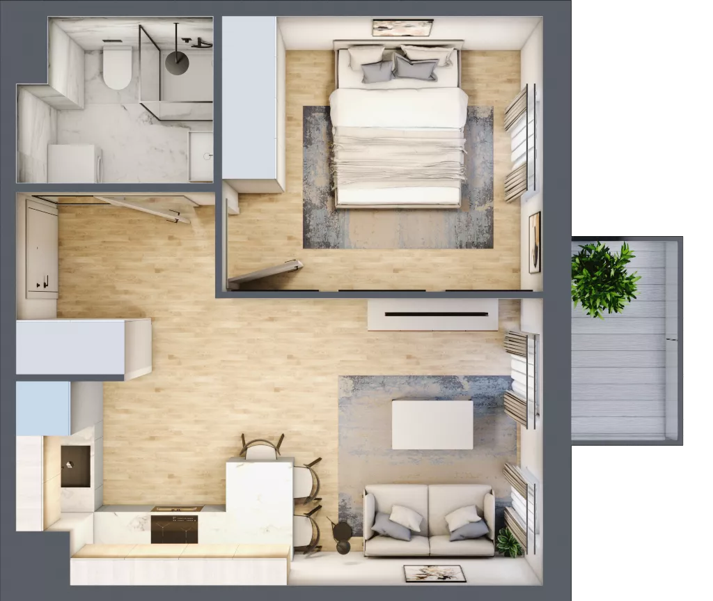 2 pokoje, mieszkanie 35,81 m², piętro 3, oferta nr 27, Osiedle Metropol, Lublin, Dziesiąta, ul. Kunickiego 28