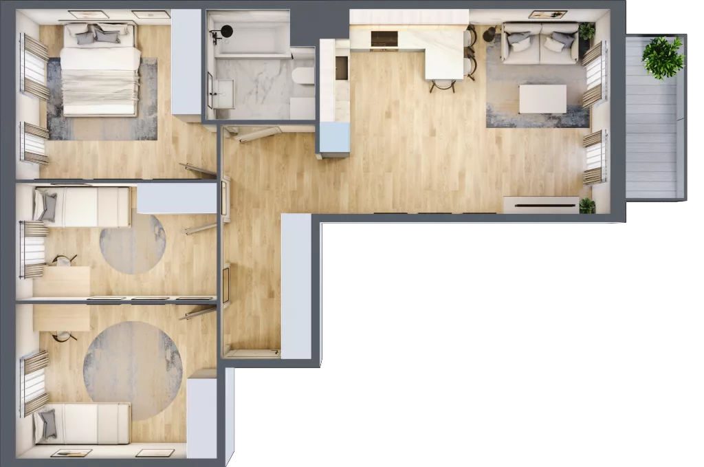 4 pokoje, mieszkanie 73,17 m², piętro 2, oferta nr 37, Osiedle Metropol, Lublin, Dziesiąta, ul. Kunickiego 28