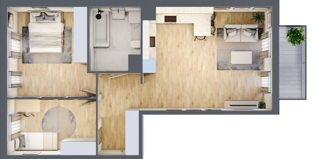 3 pokoje, mieszkanie 66,18 m², piętro 1, oferta nr 4, Osiedle Metropol, Lublin, Dziesiąta, ul. Kunickiego 28