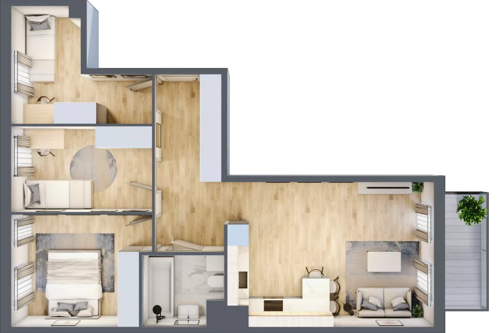 4 pokoje, mieszkanie 69,28 m², piętro 2, oferta nr 24, Osiedle Metropol, Lublin, Dziesiąta, ul. Kunickiego 28