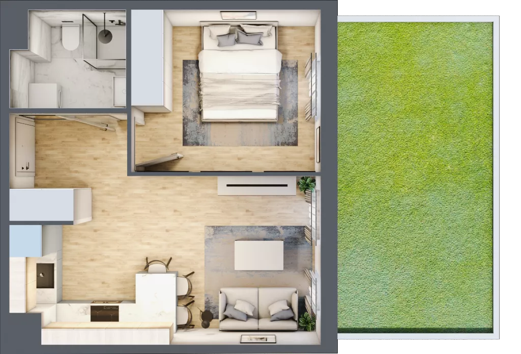 2 pokoje, mieszkanie 35,75 m², parter, oferta nr 47, Osiedle Metropol, Lublin, Dziesiąta, ul. Kunickiego 28