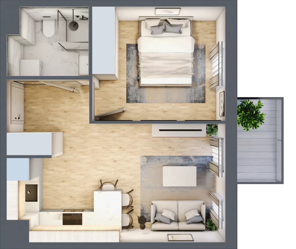 2 pokoje, mieszkanie 35,75 m², piętro 3, oferta nr 43, Osiedle Metropol, Lublin, Dziesiąta, ul. Kunickiego 28