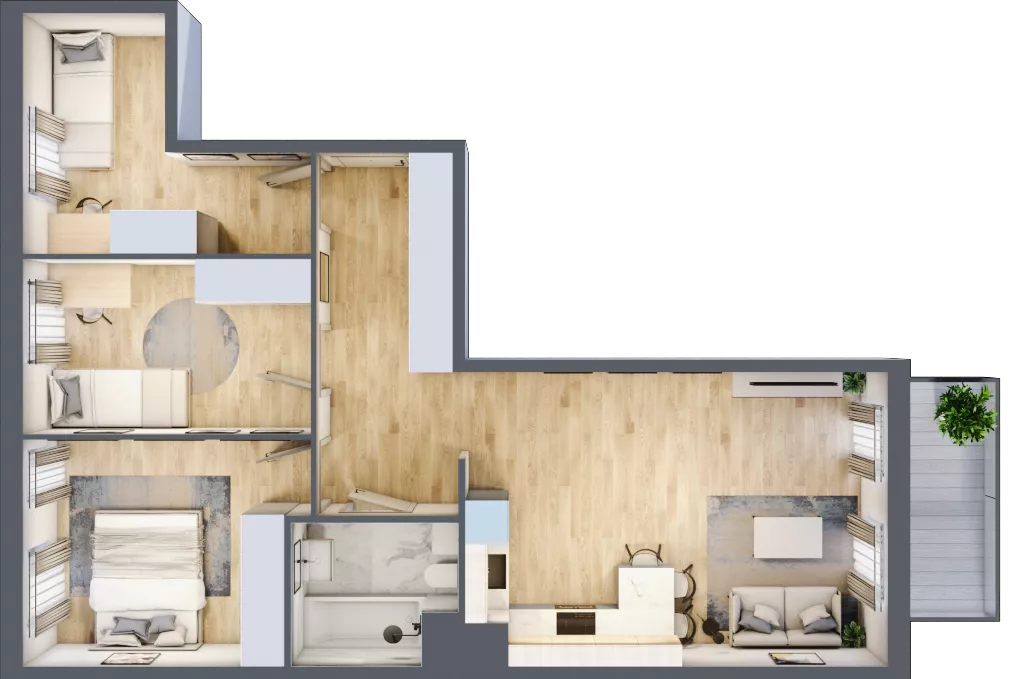 4 pokoje, mieszkanie 69,09 m², piętro 3, oferta nr 44, Osiedle Metropol, Lublin, Dziesiąta, ul. Kunickiego 28