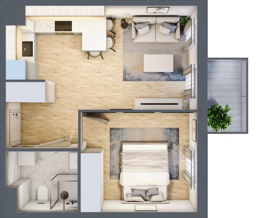 2 pokoje, mieszkanie 35,75 m², piętro 3, oferta nr 42, Osiedle Metropol, Lublin, Dziesiąta, ul. Kunickiego 28