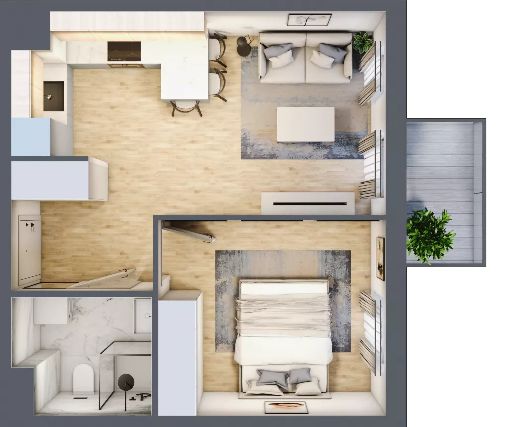 2 pokoje, mieszkanie 35,75 m², piętro 3, oferta nr 58, Osiedle Metropol, Lublin, Dziesiąta, ul. Kunickiego 28