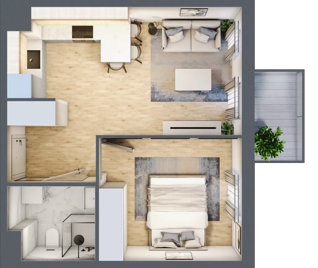 2 pokoje, mieszkanie 35,81 m², piętro 1, oferta nr 18, Osiedle Metropol, Lublin, Dziesiąta, ul. Kunickiego 28