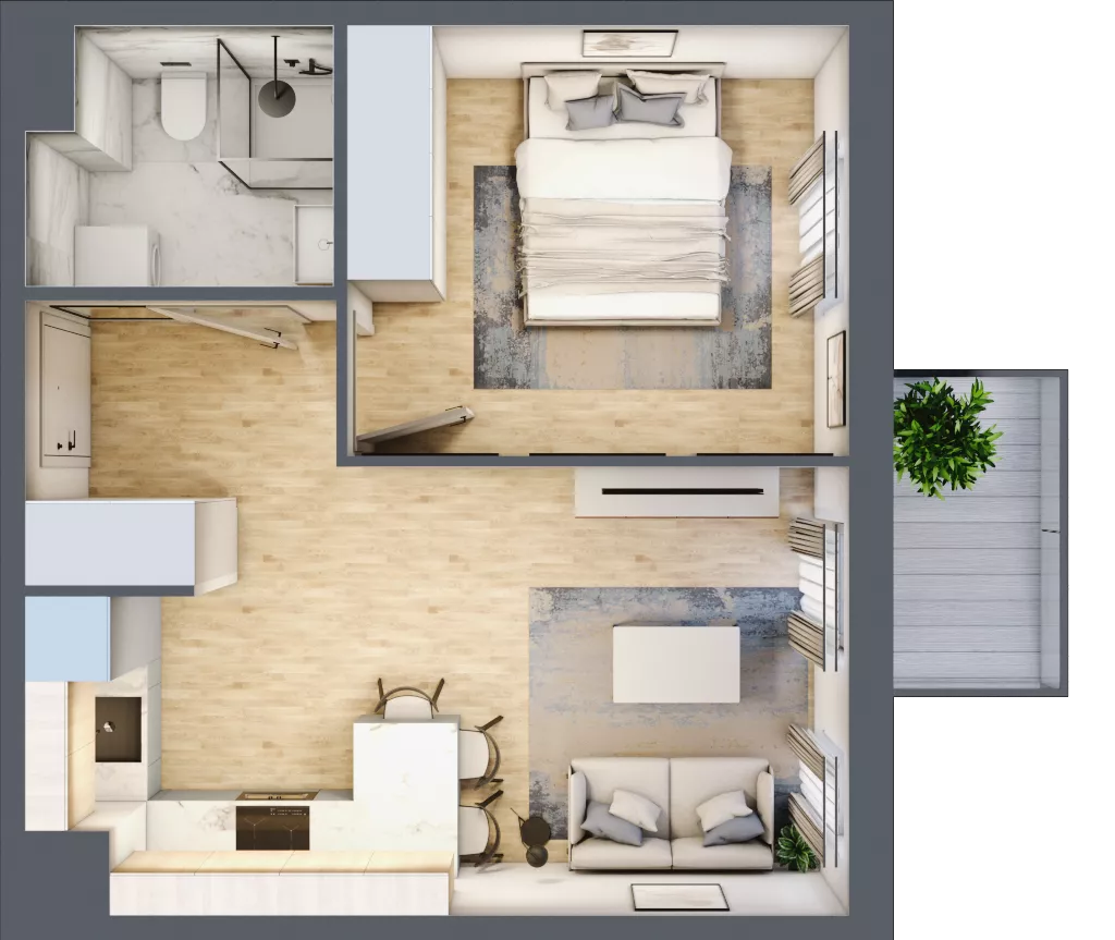 2 pokoje, mieszkanie 35,81 m², piętro 1, oferta nr 19, Osiedle Metropol, Lublin, Dziesiąta, ul. Kunickiego 28