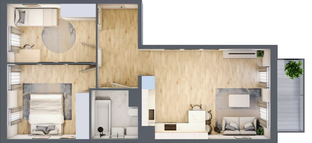3 pokoje, mieszkanie 59,57 m², piętro 2, oferta nr 9, Osiedle Metropol, Lublin, Dziesiąta, ul. Kunickiego 28