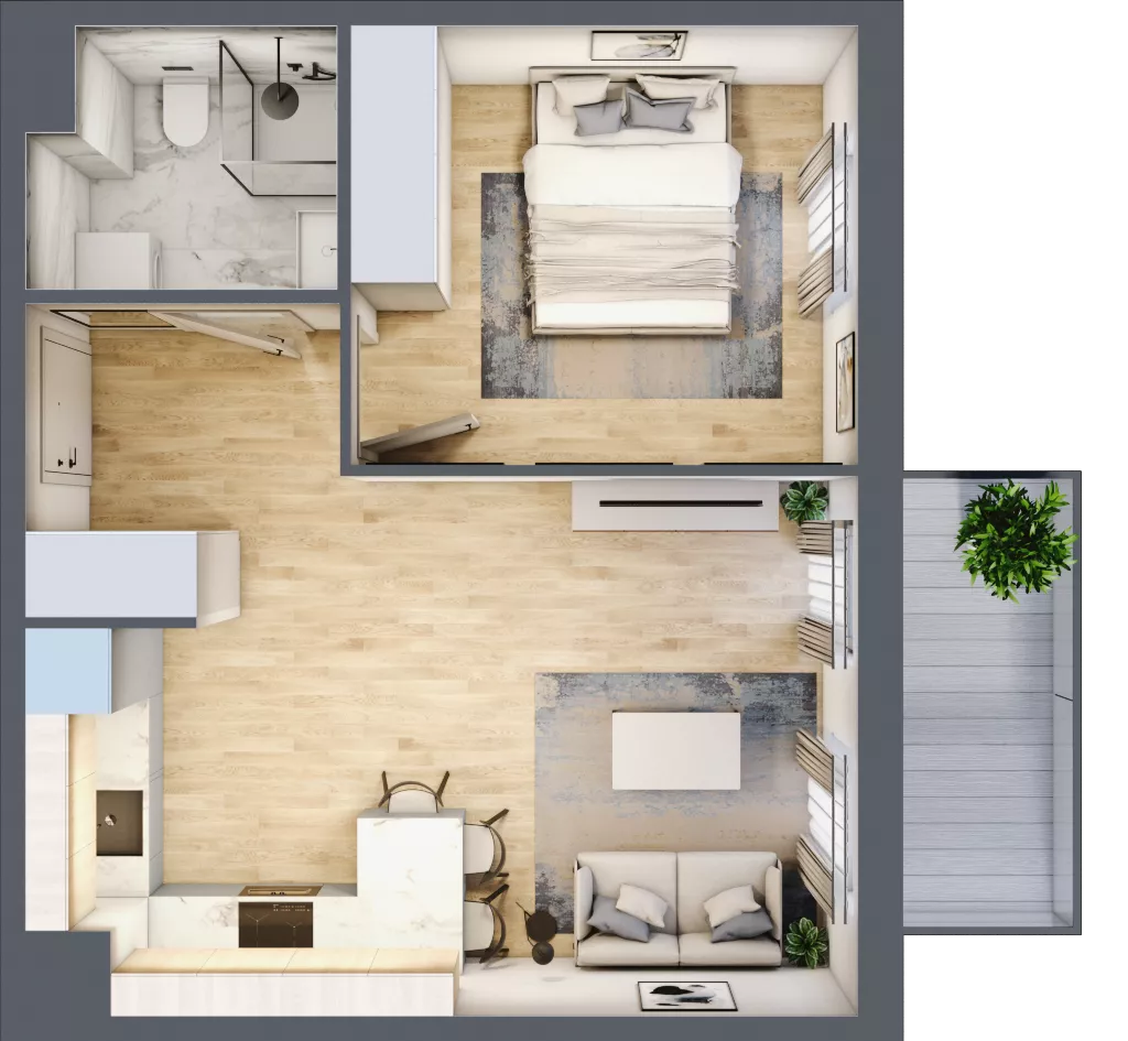 2 pokoje, mieszkanie 39,55 m², piętro 2, oferta nr 8, Osiedle Metropol, Lublin, Dziesiąta, ul. Kunickiego 28