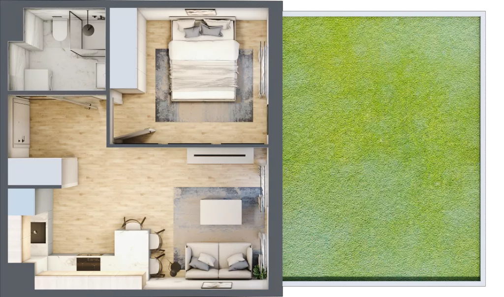 2 pokoje, mieszkanie 35,81 m², parter, oferta nr 15, Osiedle Metropol, Lublin, Dziesiąta, ul. Kunickiego 28