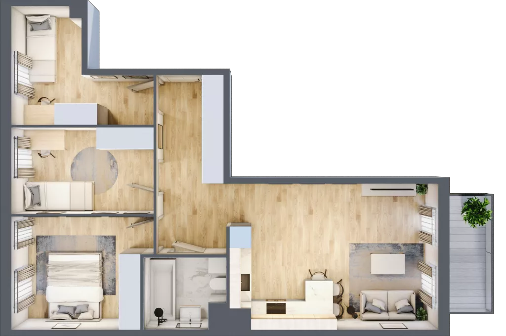 4 pokoje, mieszkanie 69,28 m², piętro 3, oferta nr 28, Osiedle Metropol, Lublin, Dziesiąta, ul. Kunickiego 28
