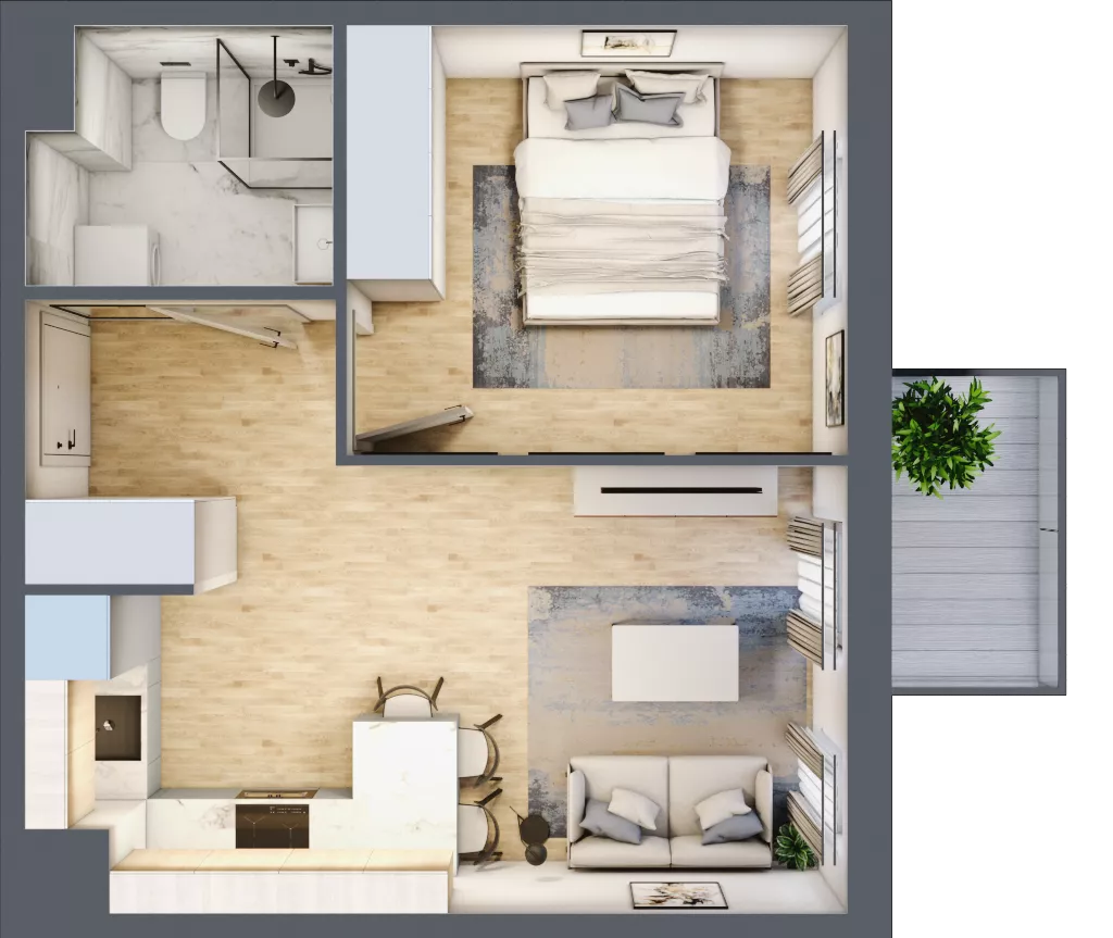 2 pokoje, mieszkanie 35,81 m², piętro 2, oferta nr 23, Osiedle Metropol, Lublin, Dziesiąta, ul. Kunickiego 28
