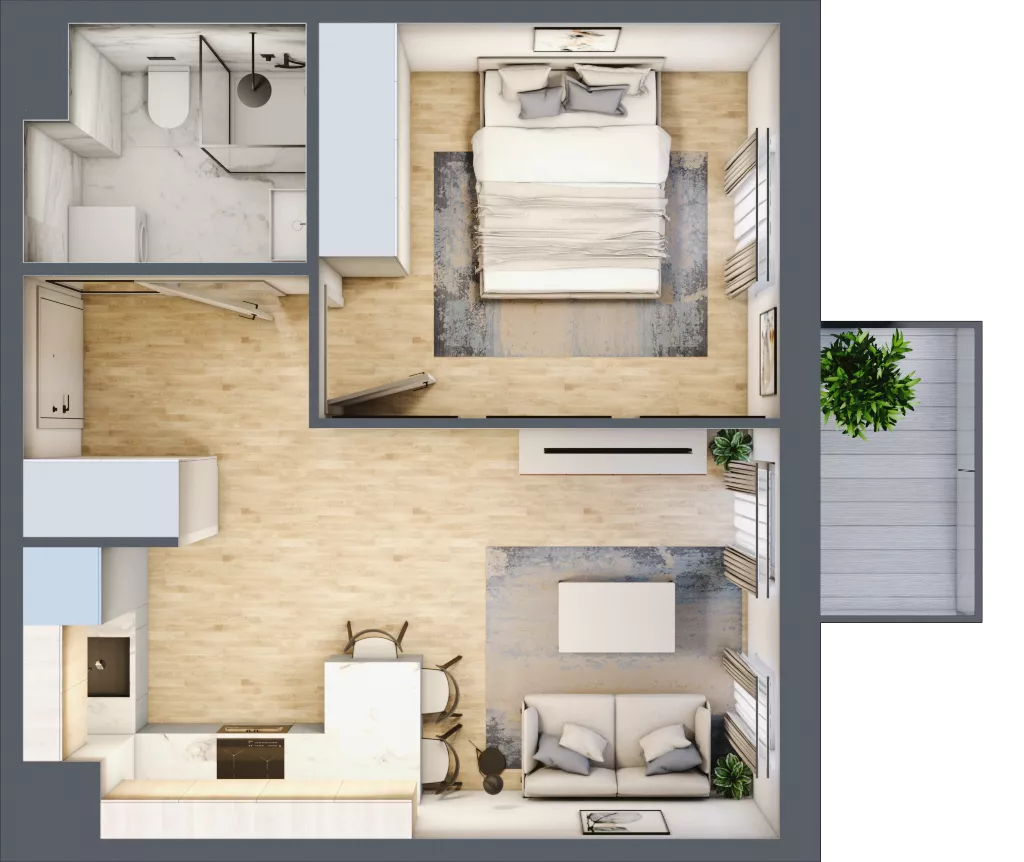 2 pokoje, mieszkanie 35,75 m², piętro 3, oferta nr 59, Osiedle Metropol, Lublin, Dziesiąta, ul. Kunickiego 28