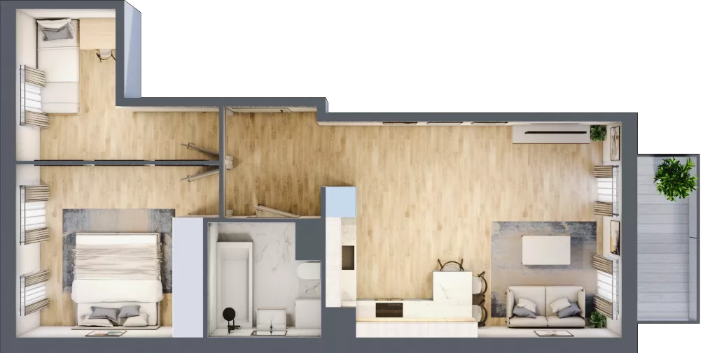 3 pokoje, mieszkanie 55,24 m², piętro 3, oferta nr 60, Osiedle Metropol, Lublin, Dziesiąta, ul. Kunickiego 28