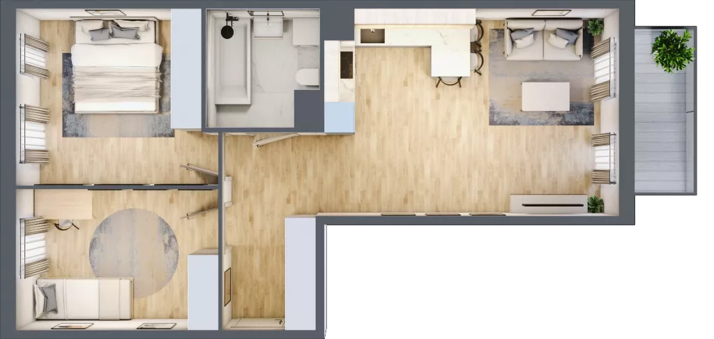 3 pokoje, mieszkanie 61,09 m², piętro 1, oferta nr 40, Osiedle Metropol, Lublin, Dziesiąta, ul. Kunickiego 28