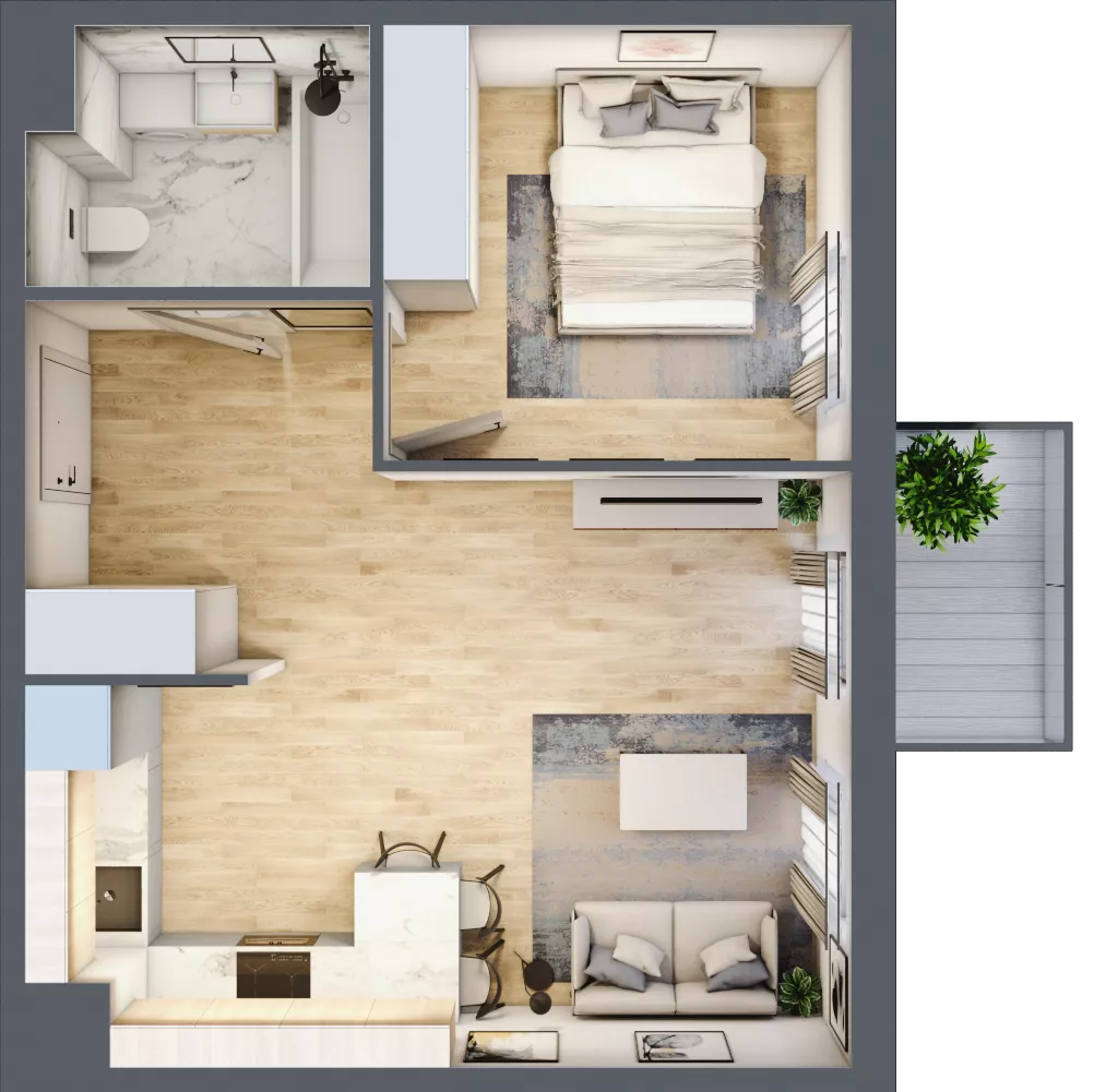 2 pokoje, mieszkanie 42,04 m², parter, oferta nr 26, Osiedle Metropol, Lublin, Dziesiąta, ul. Kunickiego 28