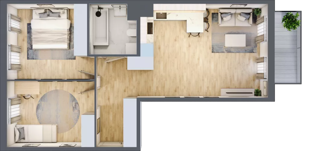 3 pokoje, mieszkanie 63,22 m², piętro 3, oferta nr 58, Osiedle Metropol, Lublin, Dziesiąta, ul. Kunickiego 28