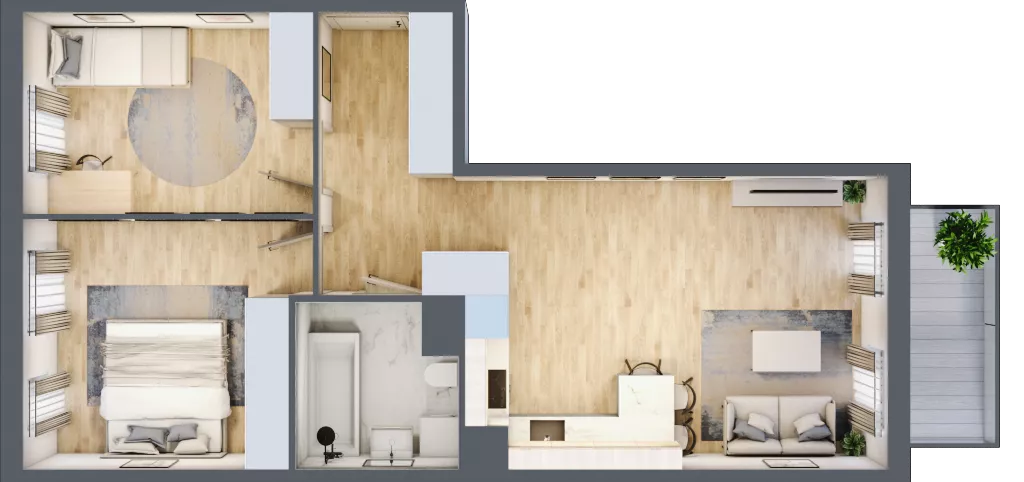 3 pokoje, mieszkanie 60,50 m², piętro 2, oferta nr 9, Osiedle Metropol, Lublin, Dziesiąta, ul. Kunickiego 28