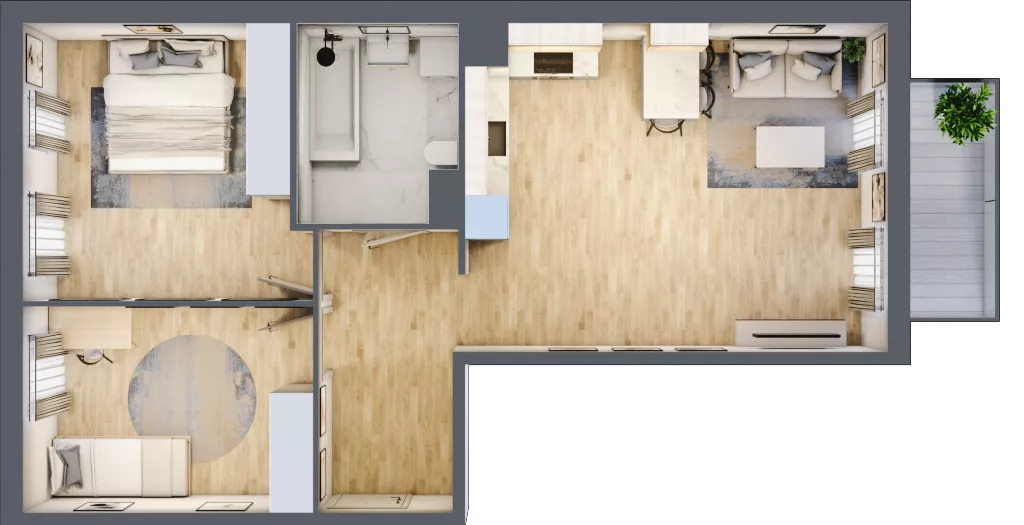 3 pokoje, mieszkanie 66,14 m², piętro 2, oferta nr 7, Osiedle Metropol, Lublin, Dziesiąta, ul. Kunickiego 28