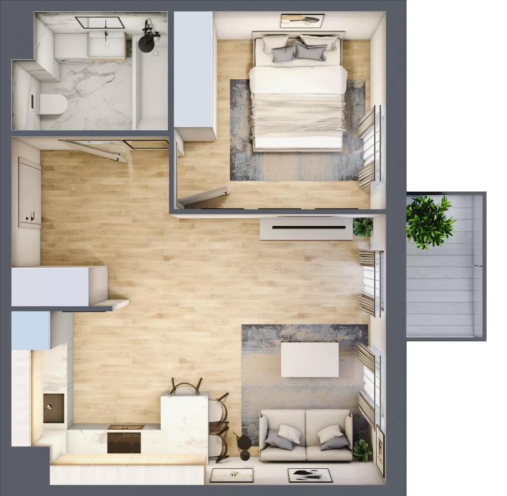 2 pokoje, mieszkanie 42,04 m², piętro 3, oferta nr 35, Osiedle Metropol, Lublin, Dziesiąta, ul. Kunickiego 28
