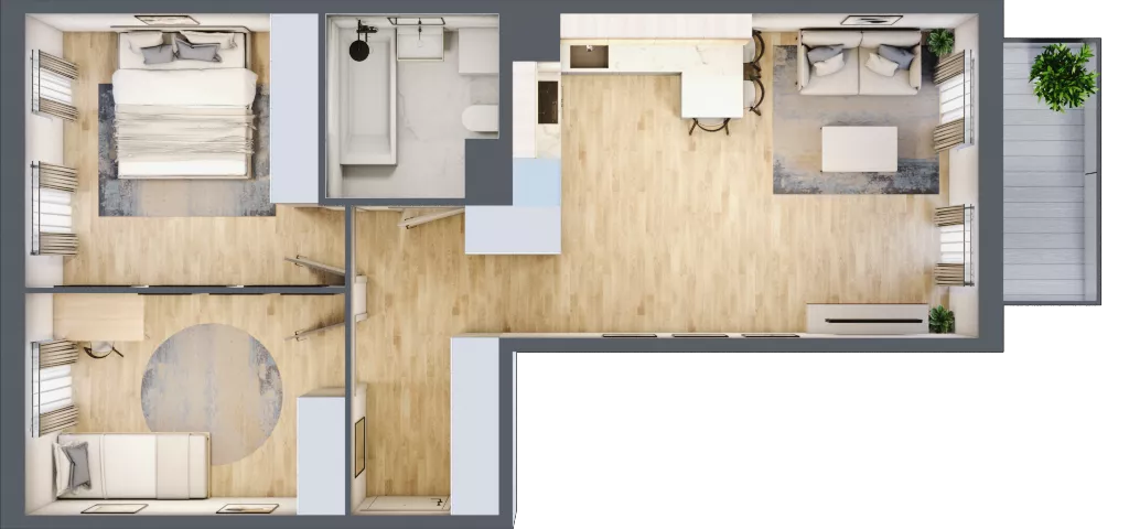 3 pokoje, mieszkanie 60,27 m², piętro 3, oferta nr 22, Osiedle Metropol, Lublin, Dziesiąta, ul. Kunickiego 28