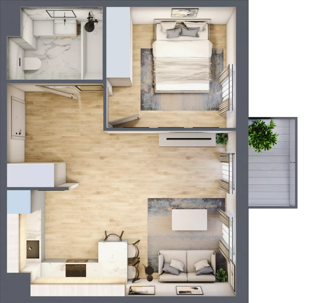 2 pokoje, mieszkanie 42,04 m², piętro 2, oferta nr 32, Osiedle Metropol, Lublin, Dziesiąta, ul. Kunickiego 28