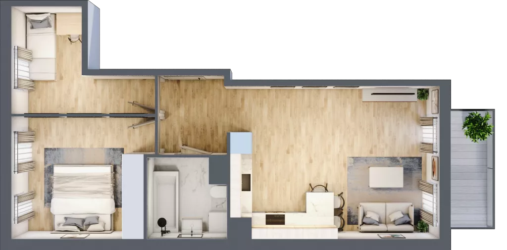 3 pokoje, mieszkanie 55,24 m², piętro 1, oferta nr 54, Osiedle Metropol, Lublin, Dziesiąta, ul. Kunickiego 28