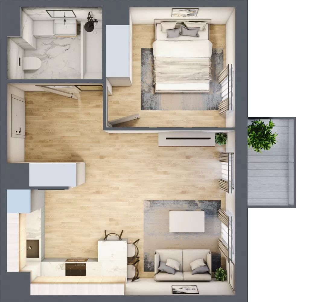 2 pokoje, mieszkanie 41,37 m², piętro 2, oferta nr 8, Osiedle Metropol, Lublin, Dziesiąta, ul. Kunickiego 28