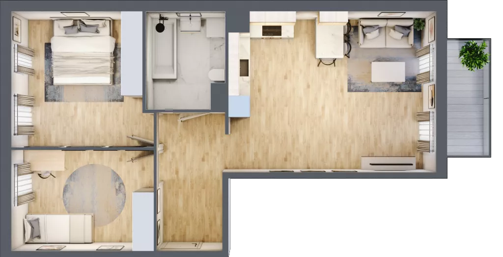 3 pokoje, mieszkanie 66,14 m², piętro 1, oferta nr 4, Osiedle Metropol, Lublin, Dziesiąta, ul. Kunickiego 28