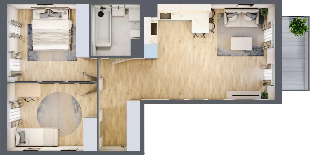 3 pokoje, mieszkanie 63,49 m², piętro 2, oferta nr 31, Osiedle Metropol, Lublin, Dziesiąta, ul. Kunickiego 28
