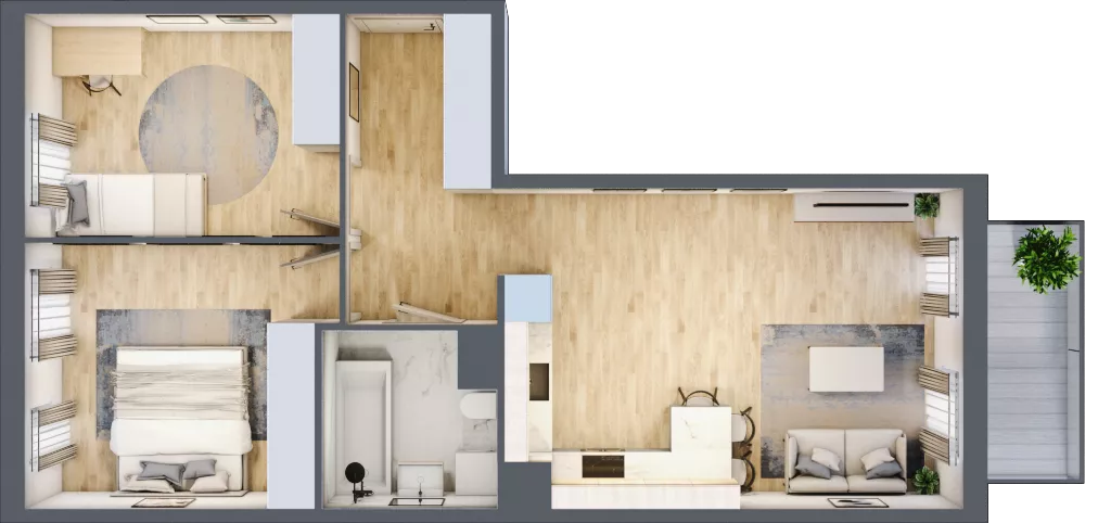 3 pokoje, mieszkanie 60,68 m², piętro 1, oferta nr 30, Osiedle Metropol, Lublin, Dziesiąta, ul. Kunickiego 28