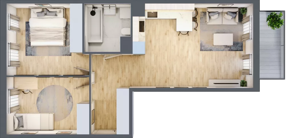 3 pokoje, mieszkanie 61,08 m², piętro 2, oferta nr 43, Osiedle Metropol, Lublin, Dziesiąta, ul. Kunickiego 28