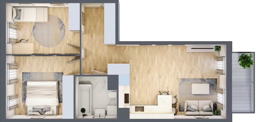 3 pokoje, mieszkanie 60,50 m², piętro 3, oferta nr 12, Osiedle Metropol, Lublin, Dziesiąta, ul. Kunickiego 28