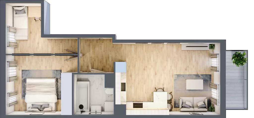 3 pokoje, mieszkanie 52,63 m², piętro 3, oferta nr 48, Osiedle Metropol, Lublin, Dziesiąta, ul. Kunickiego 28