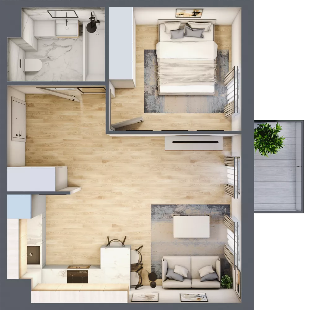 2 pokoje, mieszkanie 42,04 m², piętro 2, oferta nr 20, Osiedle Metropol, Lublin, Dziesiąta, ul. Kunickiego 28