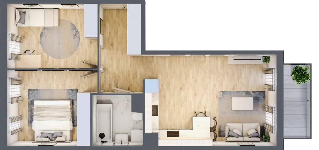 3 pokoje, mieszkanie 60,92 m², piętro 1, oferta nr 18, Osiedle Metropol, Lublin, Dziesiąta, ul. Kunickiego 28