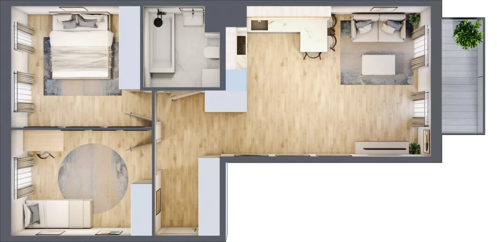3 pokoje, mieszkanie 63,22 m², piętro 2, oferta nr 55, Osiedle Metropol, Lublin, Dziesiąta, ul. Kunickiego 28