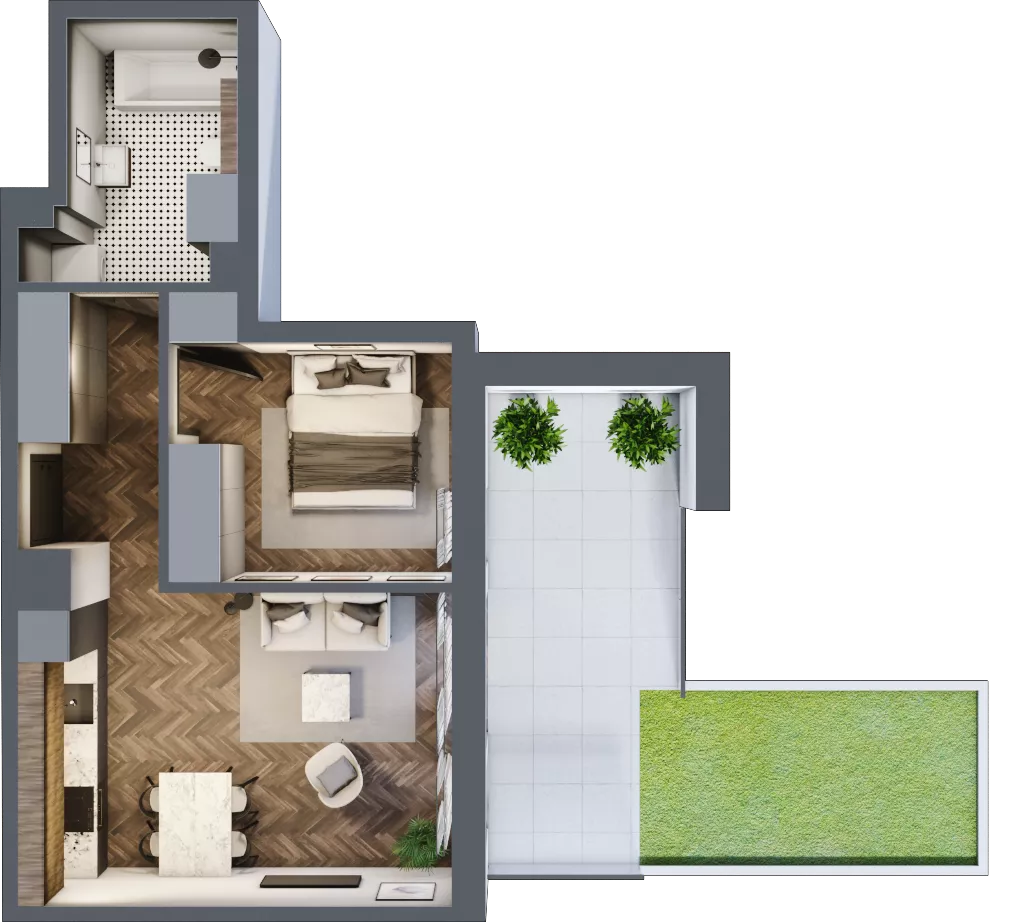 2 pokoje, mieszkanie 40,73 m², piętro 1, oferta nr M.1.1, Lipowa 43, Łódź, Polesie, Stare Polesie, ul. Lipowa 43