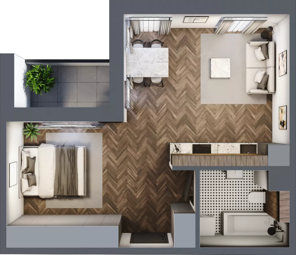1 pokój, mieszkanie 41,18 m², piętro 4, oferta nr M.4.3, Lipowa 43, Łódź, Polesie, Stare Polesie, ul. Lipowa 43