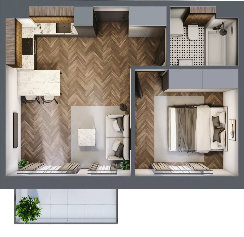 2 pokoje, mieszkanie 38,57 m², piętro 4, oferta nr M.4.8, Lipowa 43, Łódź, Polesie, Stare Polesie, ul. Lipowa 43