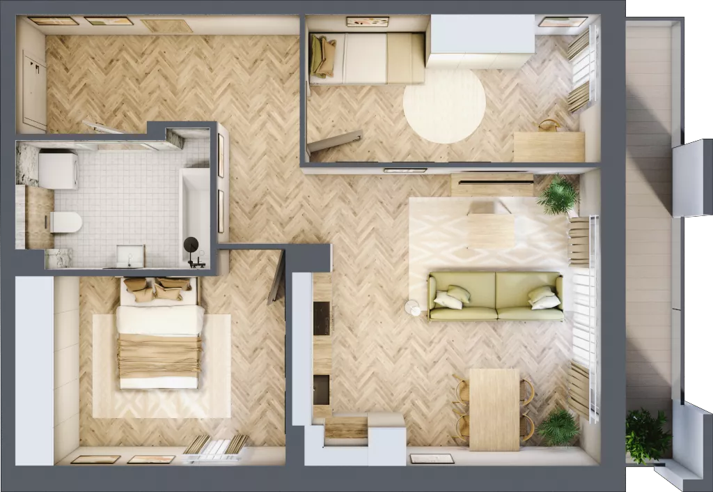 3 pokoje, mieszkanie 63,58 m², piętro 1, oferta nr M5, Aura Orłowo, Gdynia, Orłowo, Kolibki, ul. Aleja Zwycięstwa 193