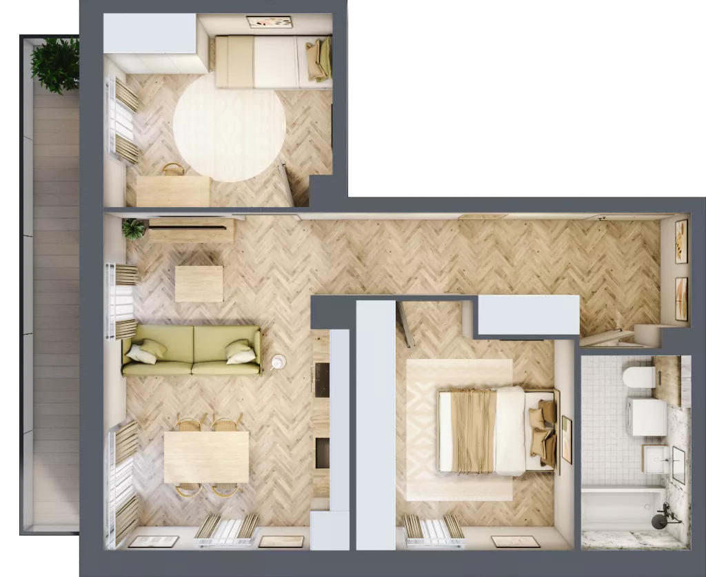 3 pokoje, mieszkanie 55,56 m², piętro 1, oferta nr M6, Aura Orłowo, Gdynia, Orłowo, Kolibki, ul. Aleja Zwycięstwa 193