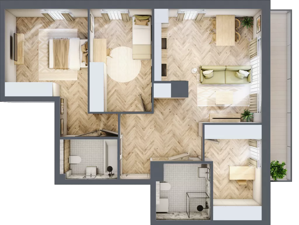 4 pokoje, mieszkanie 75,63 m², piętro 2, oferta nr M7, Aura Orłowo, Gdynia, Orłowo, Kolibki, ul. Aleja Zwycięstwa 193