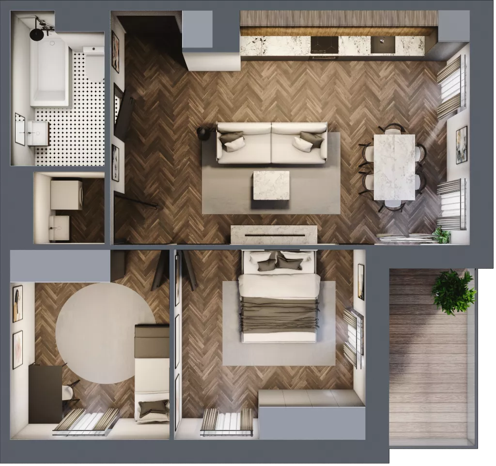 3 pokoje, mieszkanie 61,07 m², piętro 4, oferta nr B1.M33, Sosnovia, Sosnowiec, Dańdówka, ul. Mariana Maliny/Grzybowa