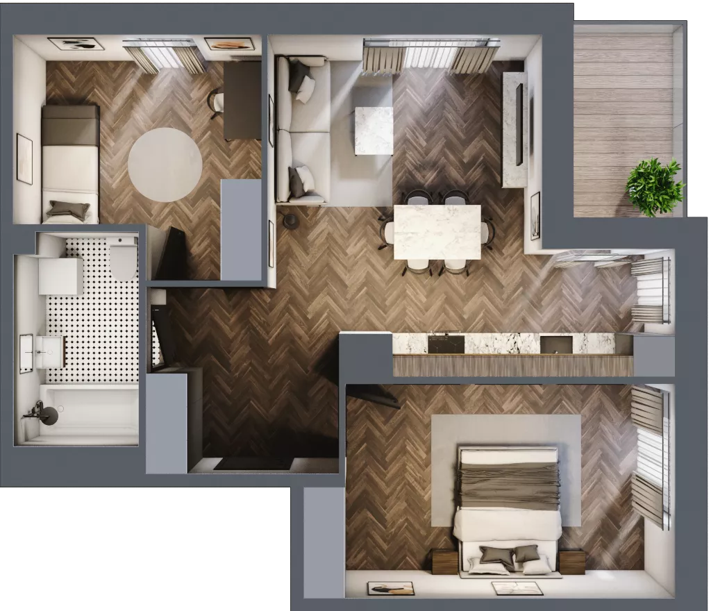 3 pokoje, mieszkanie 61,99 m², piętro 4, oferta nr B1.M34, Sosnovia, Sosnowiec, Dańdówka, ul. Mariana Maliny/Grzybowa