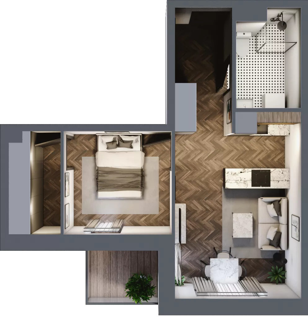 2 pokoje, mieszkanie 40,60 m², piętro 2, oferta nr B2.M21, Sosnovia, Sosnowiec, Dańdówka, ul. Mariana Maliny/Grzybowa