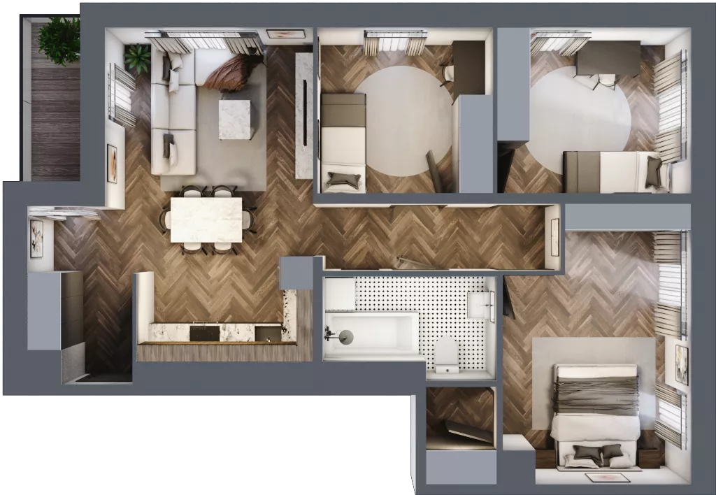 4 pokoje, mieszkanie 73,41 m², piętro 3, oferta nr B2.M26, Sosnovia, Sosnowiec, Dańdówka, ul. Mariana Maliny/Grzybowa