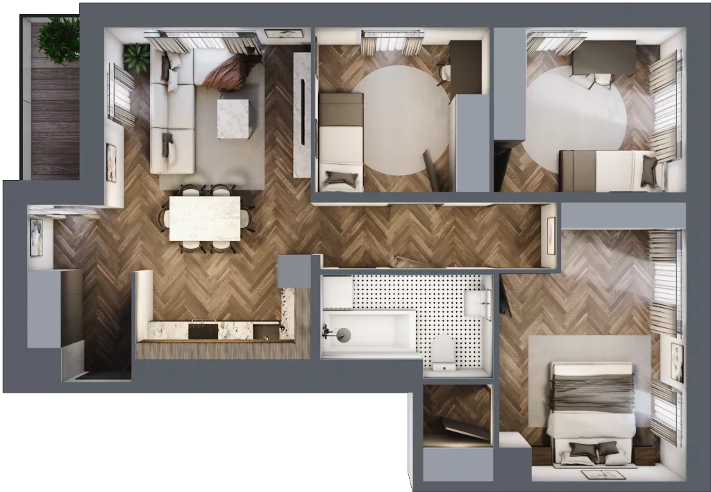 4 pokoje, mieszkanie 73,41 m², piętro 2, oferta nr B2.M19, Sosnovia, Sosnowiec, Dańdówka, ul. Mariana Maliny/Grzybowa