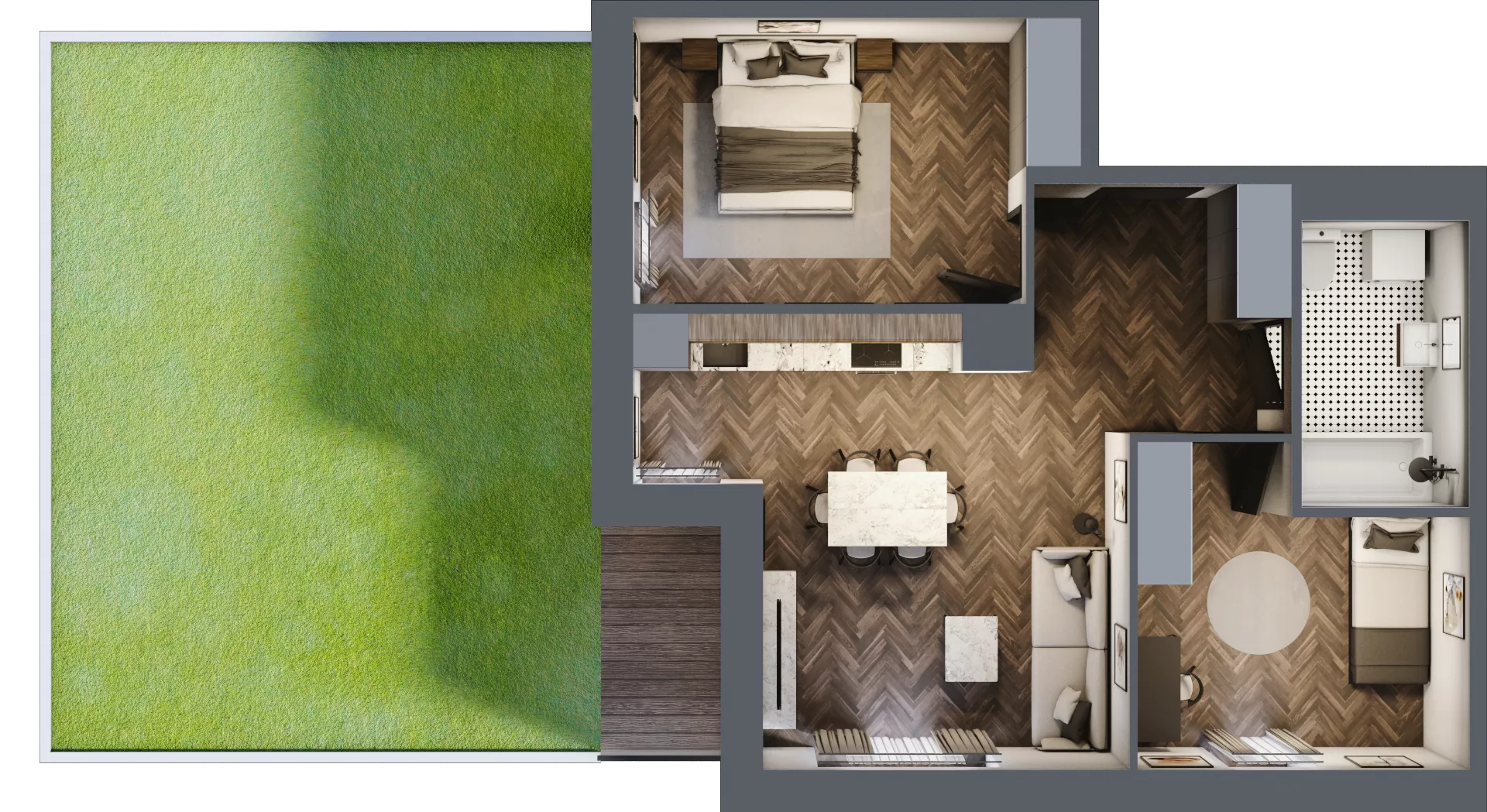 3 pokoje, mieszkanie 59,20 m², parter, oferta nr B2.M2, Sosnovia, Sosnowiec, Dańdówka, ul. Mariana Maliny/Grzybowa